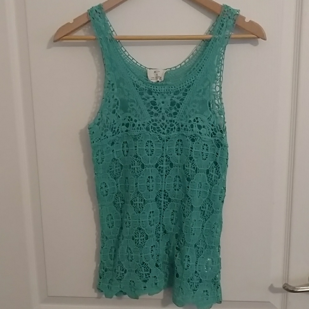 Pins & needles teal lace tank top, sz small